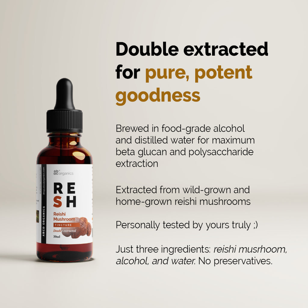 ABCD Organics Reishi Mushroom Tincture (Double Extracted) - Reishi Mushroom Liquid Drops Extract