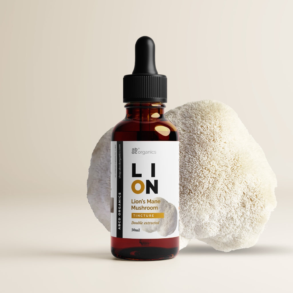 ABCD Organics® Lion's Mane Liquid Extract Mushroom Tincture (1:3 Strength Double Extracted Tincture)