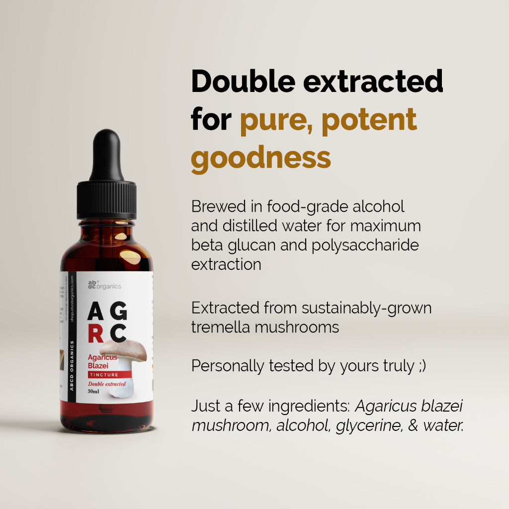 ABCD Organics Agaricus Blazei Tincture (1:3 Strength Double Extracted Tincture) - Mushroom Tincture