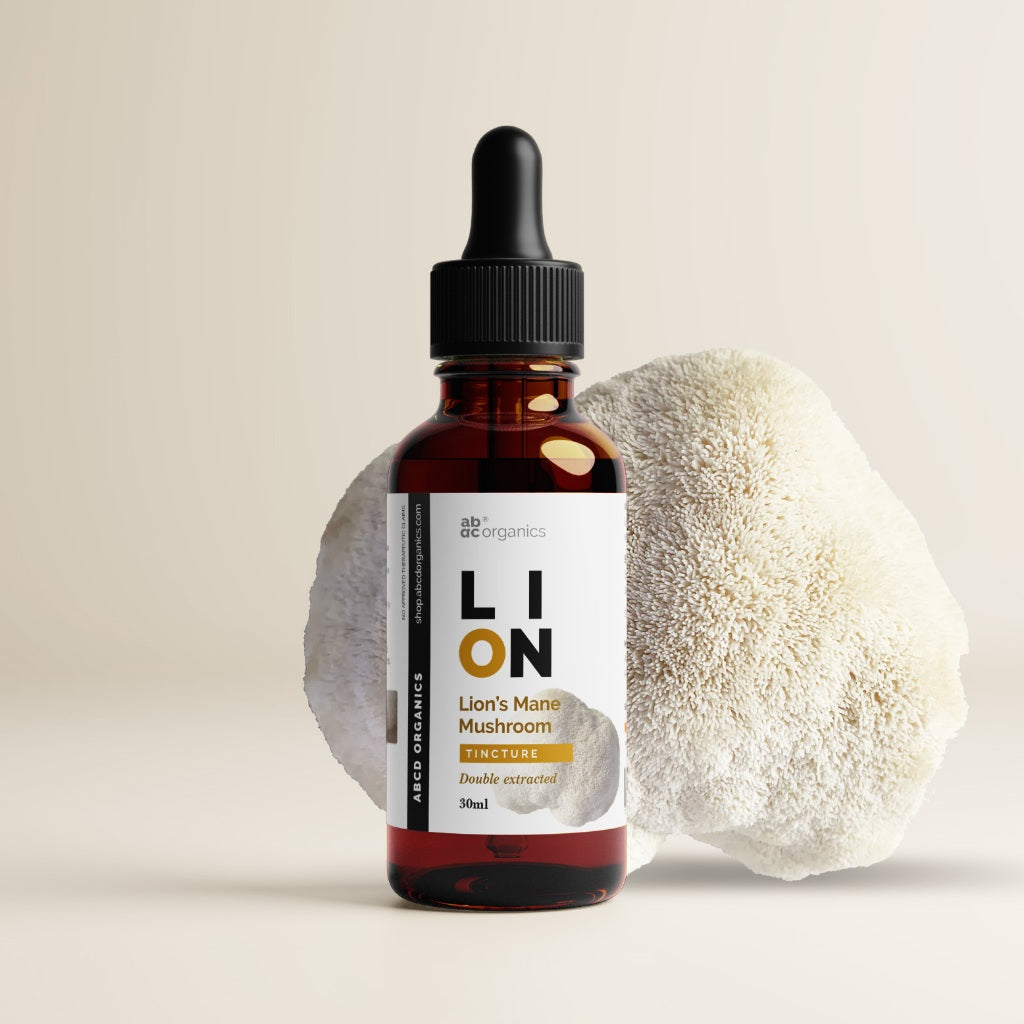 ABCD Organics® Lion's Mane Liquid Extract Mushroom Tincture (1:3 Strength Double Extracted Tincture)