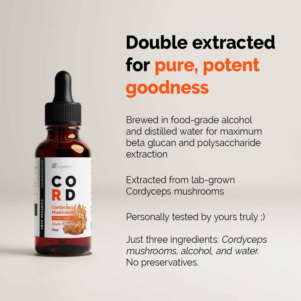ABCD Organics Cordyceps Liquid Extract Mushroom Tincture (1:3 Strength Double Extracted Tincture)